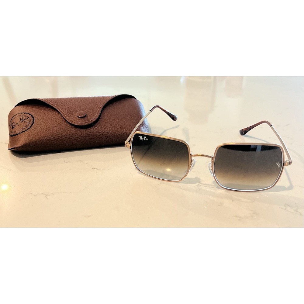 NEW Ray-Ban Square RB1971 Gold Brown Gradient Lens Size 55/18